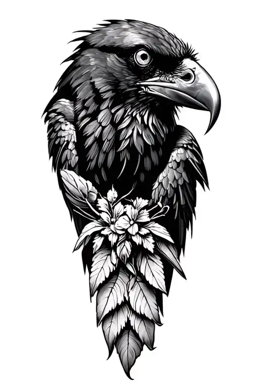 Raven looking inquisitive tattoo design idea