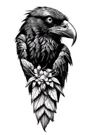 Raven looking inquisitive tattoo design idea