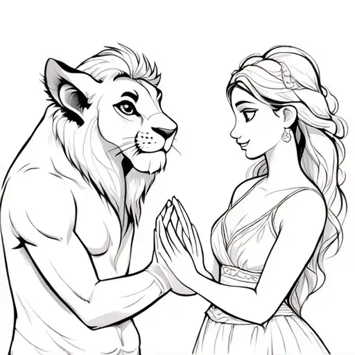 Simba and his mother holding tattoo design idea