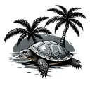Palm Tree And Turtle tattoo design idea