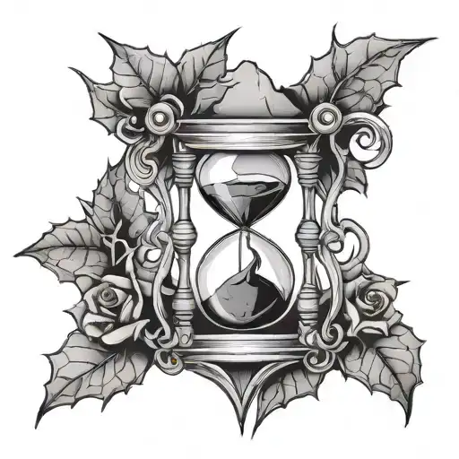 cracked hourglass with thorns wrapped tattoo design idea
