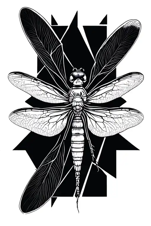 mayfly nymph geometric tattoo design idea