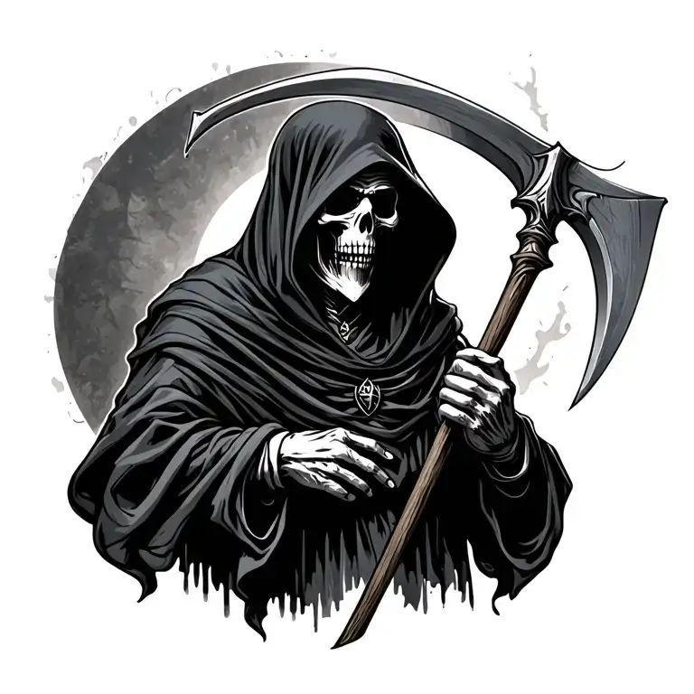grim reaper holding a scythe tattoo design idea