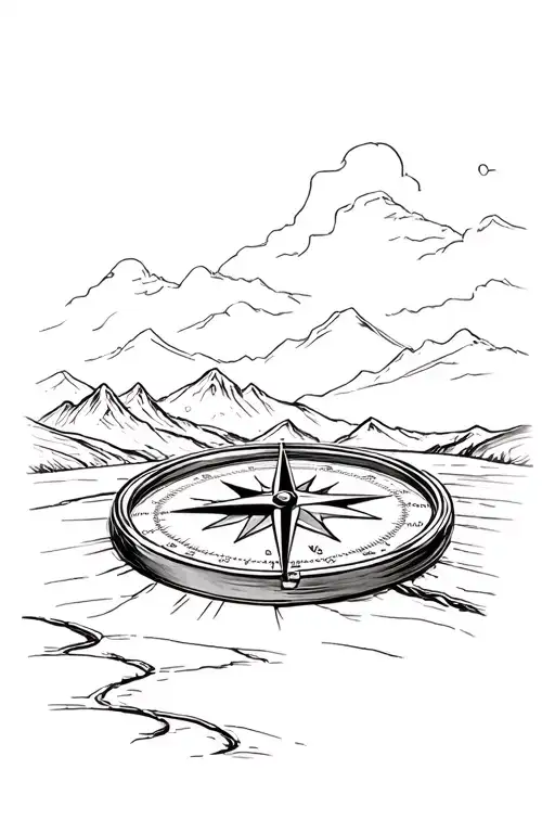 Compass with Open RoadTwist: Add a small winding road or mountains in the background. tattoo design idea