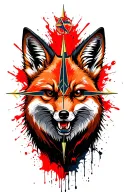 Compass with a angry fox in the style of the national Belarussian identity. tattoo design idea