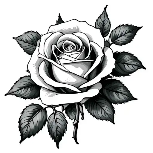 Rose With Roman Numerals tattoo design idea