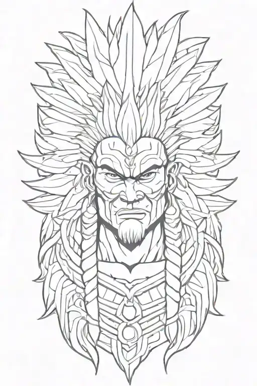 super saiyan indian chief tattoo design idea