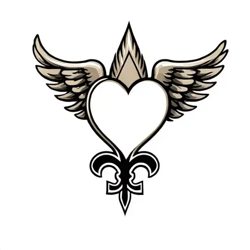New Orleans saints logo integrated with heart and wings  tattoo design idea