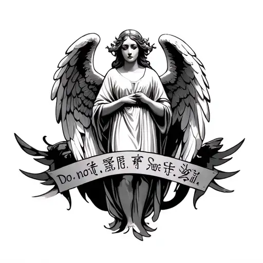 Three Angels Tattoo refers to the Chinese proverb "Do not see evil, do not hear evil, do not speak evil" vertically (arm) tattoo design idea