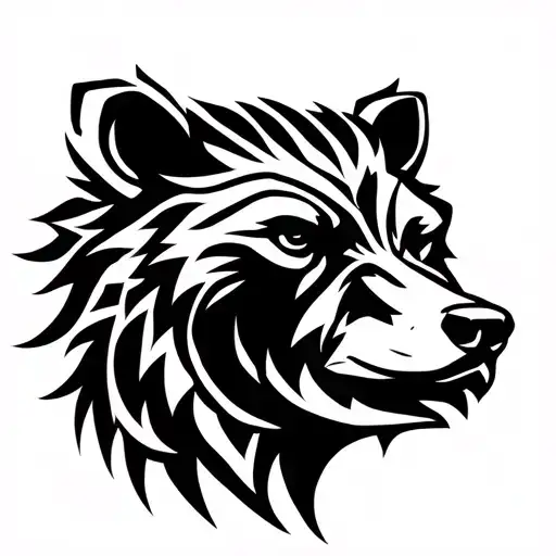 Norse bear head looking forward tattoo design idea