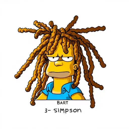 bart Simpson with dread locks ,rasta color scheme tattoo design idea