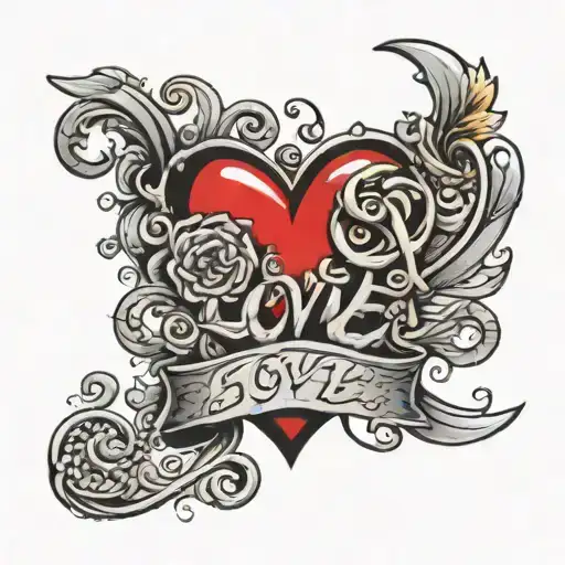 love tattoo with Rita Alexandra written on the inside tattoo design idea