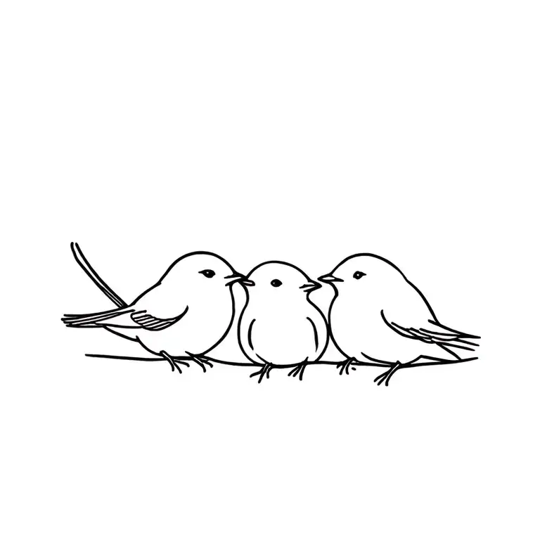 3 little birds sitting together tattoo design idea