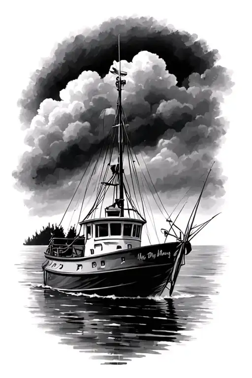 fishing boat for my dad memorial tattoo design idea