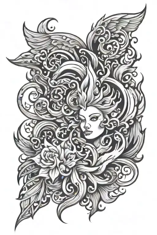 Fire And Air tattoo design idea