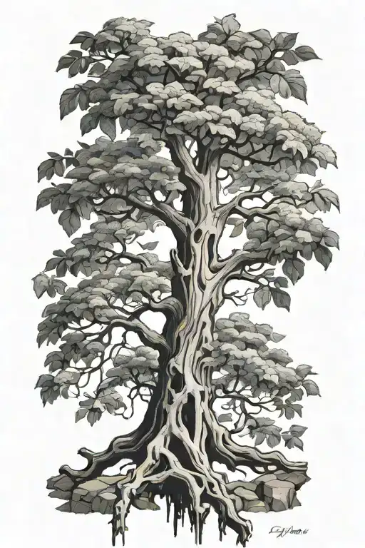 broken family tree branch tattoo design idea