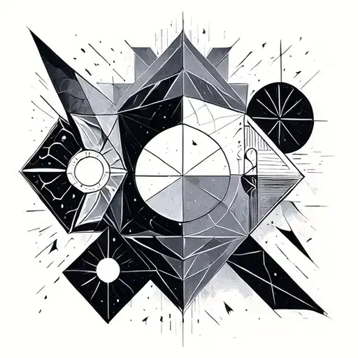 five geometry solitude elements tattoo design idea