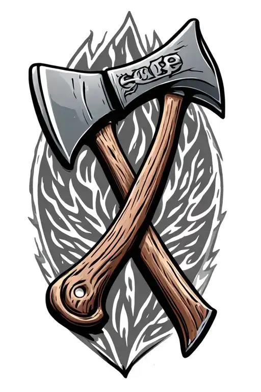 crowbar, axe and firehouse tattoo design idea