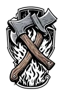 crowbar, axe and firehouse tattoo design idea