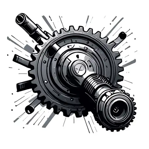 cyber sigilism with manual transmission gear pattern tattoo design idea