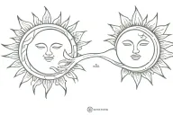 sun and moon holding hands tattoo design idea