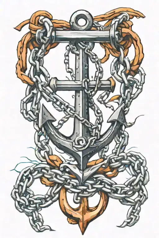 anchor and broken chains breaking free from chains tattoo design idea