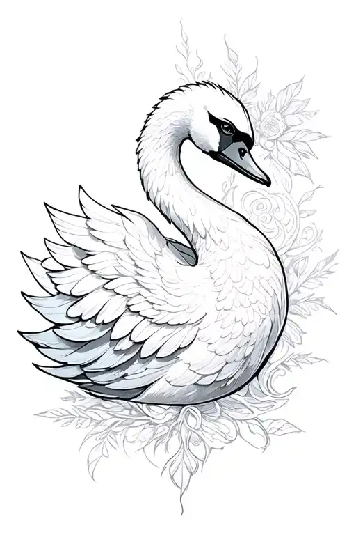 Swan femenine and polygone tattoo design idea
