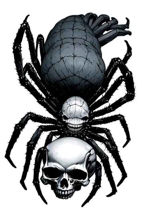 spider on the forearm with a skull tattoo design idea