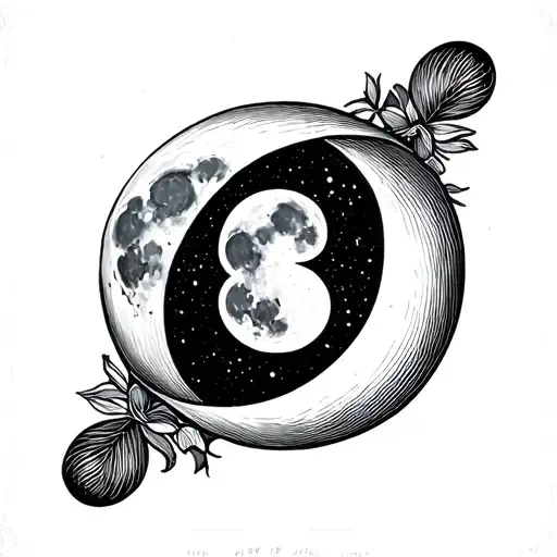 full moon number nine infinity symbol fine line tattoo tattoo design idea