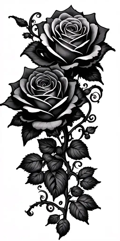 roses multiple vine intertwined tattoo design idea