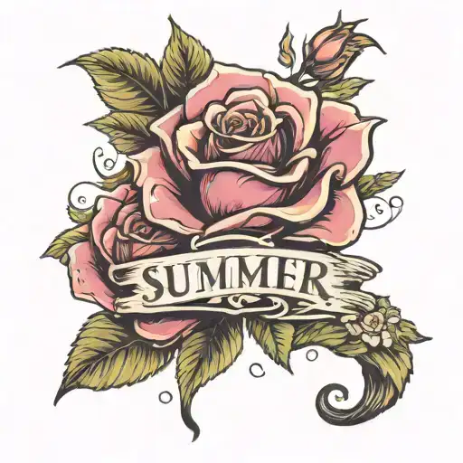 Text saying Summer Rose tattoo design idea