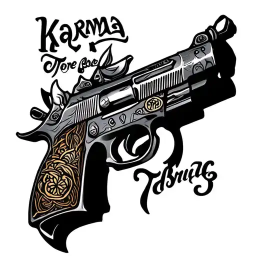 Karma gun fore arm tattoo tattoo design idea