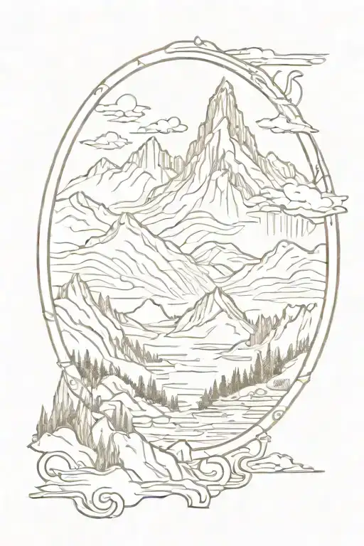 mountains in a frame tattoo design idea
