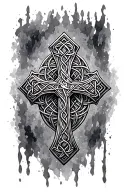 only a cross with celtic pattern inspired with no background tattoo design idea