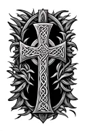 only a cross with celtic pattern inspired with no background tattoo design idea