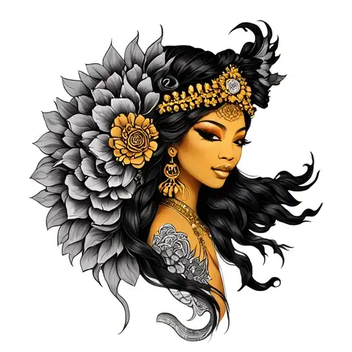 oshun with shangó tattoo design idea