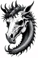 korean horse skull dragon picses tattoo design idea