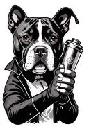 I want a tatoo of a bartender having a pitbull face wearing a suie and is jacked, holding a 2 peace shaker in hand  tattoo design idea
