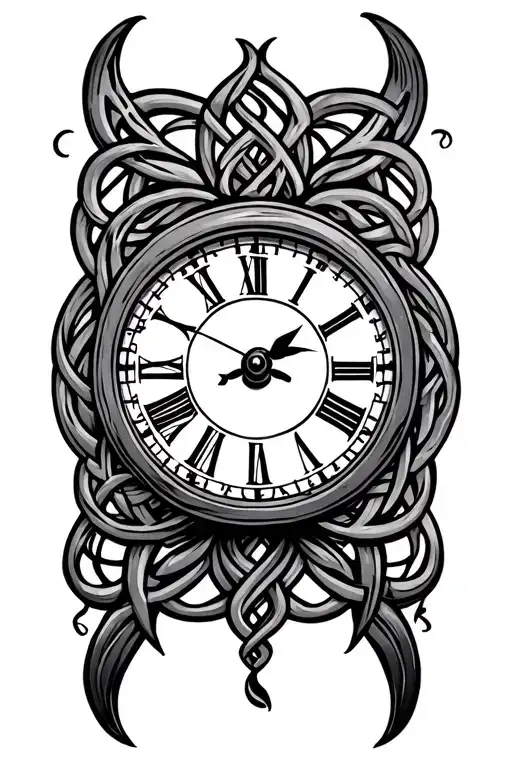celtic birth clock surrounded tattoo design idea