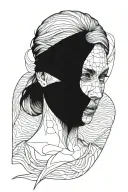 widow woman blindfolded front face tattoo design idea