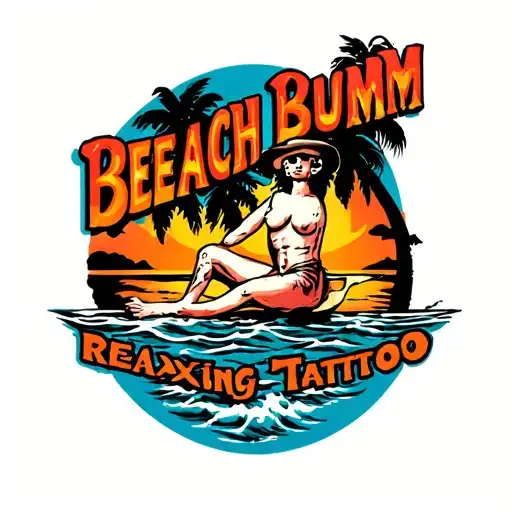 Beach bum relaxing tattoo design idea