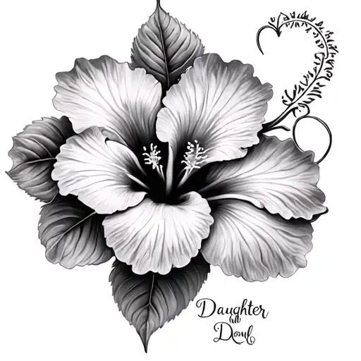 hibiscus flower with a heart and the infinite sign for my daughter and me tattoo design idea
