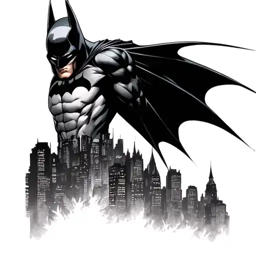 batman and gotham city landscape tattoo design idea