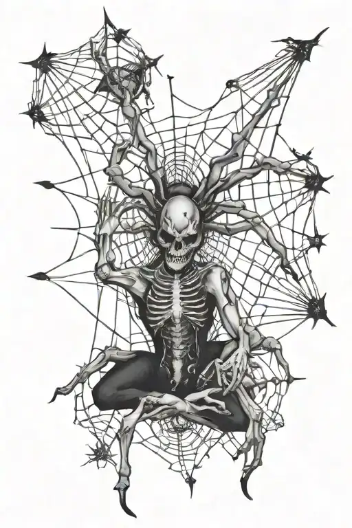 spooky, blends with tarot cards, big, no skulls, incorporate spider webs tattoo design idea