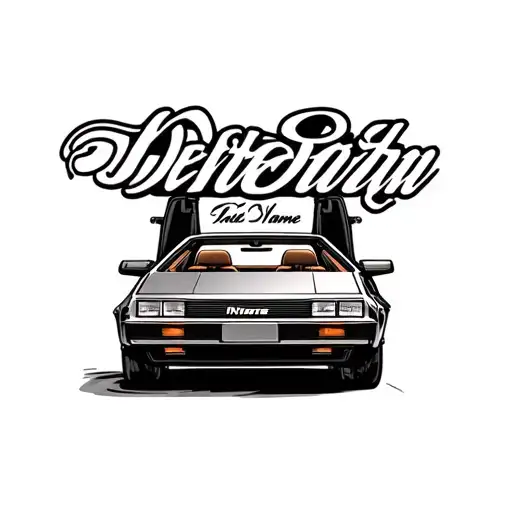 delorean car dad memory his name tattoo design idea