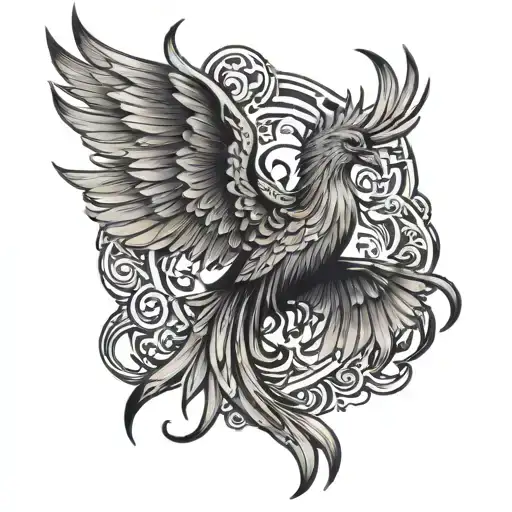 phoenix and mandala design incorporating tattoo design idea