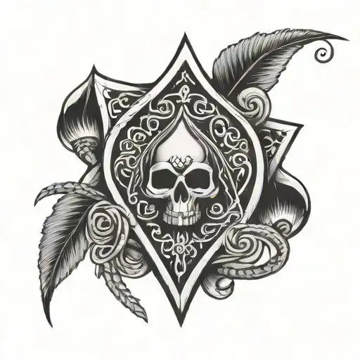 Ace of spade card, Queen of heart.  Aries star sign. barb wire. tattoo design idea