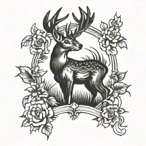 buck deer tattoo design idea