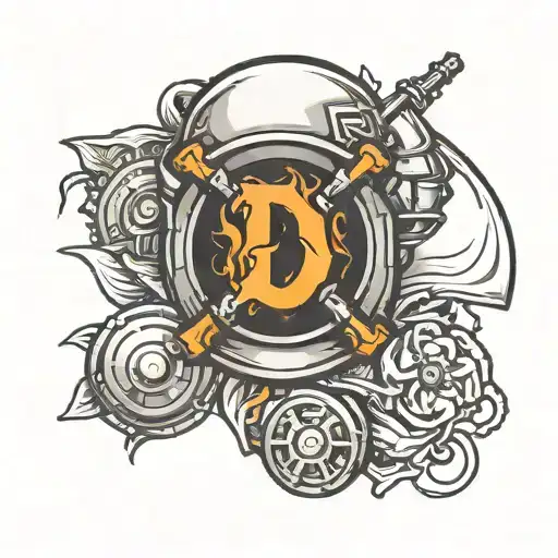 can you make a tattoo that is firefighter-related with the letter D as a focal point tattoo design idea
