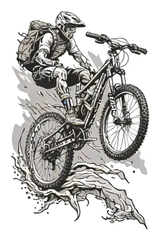 mountain bike jumping tattoo design idea